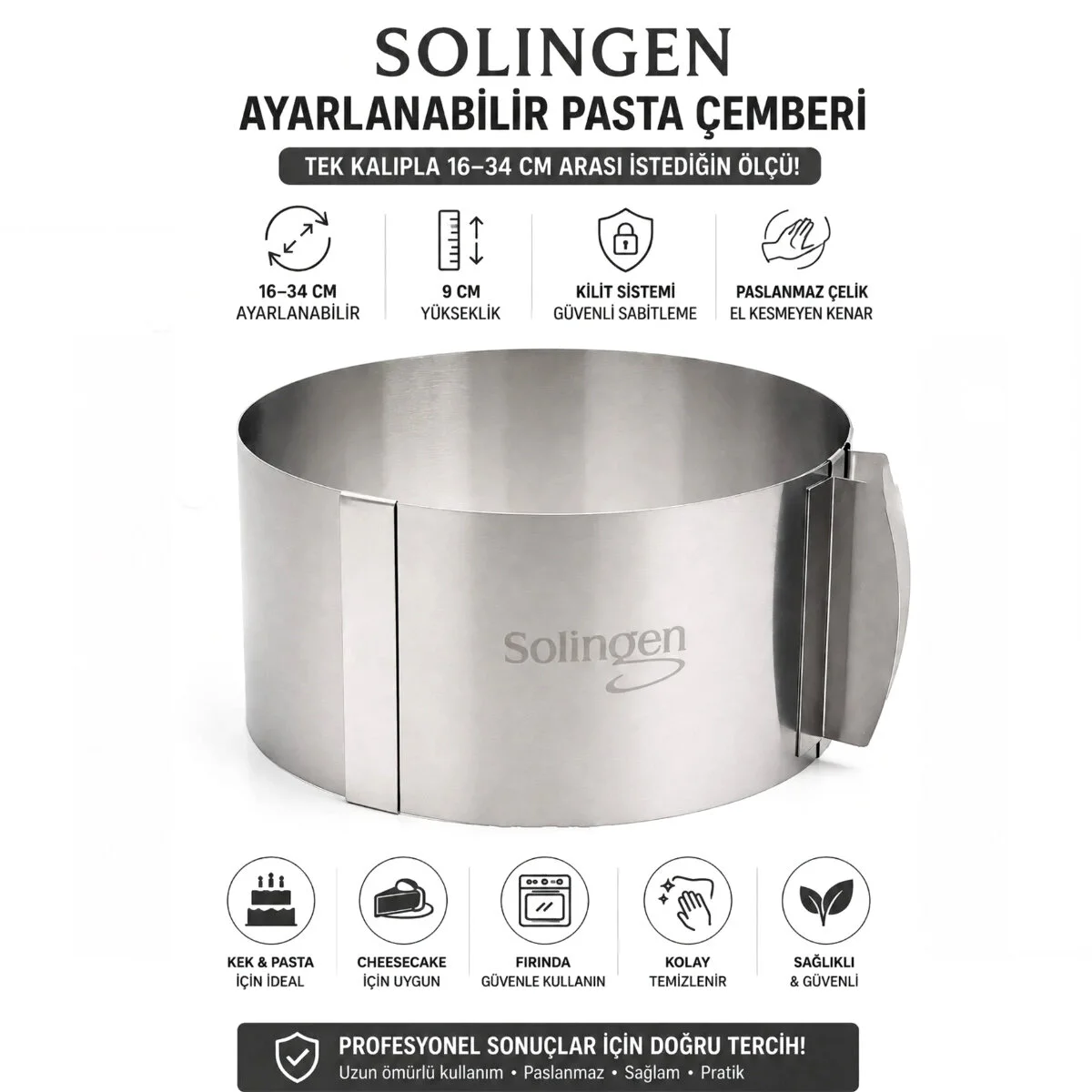 Ayarlanabilir Metal Kek Kalıp 16-34CM