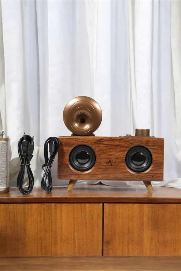 Bluetooth Hoparlör Ahşap Klasik Retro Gramofon Bluetooth Müzik Kutusu görsel 3