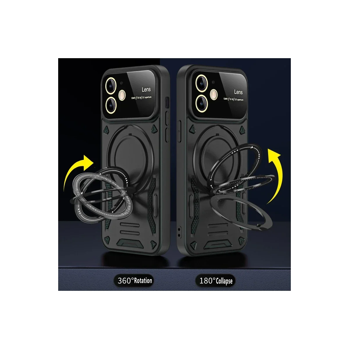 Apple iPhone 11 Kılıf Joy Lens Standlı Kapak - Koyu Yeşil görsel 2