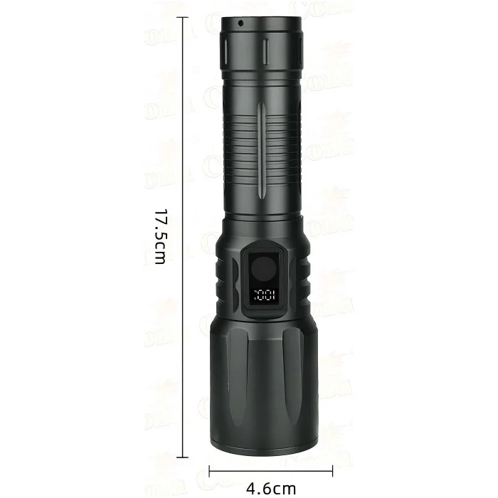 BD-13 15W TG LED Alüminyum Alaşımlı Zoomlu Type-C Dijital Göstergeli Şarjlı El Feneri görsel 5