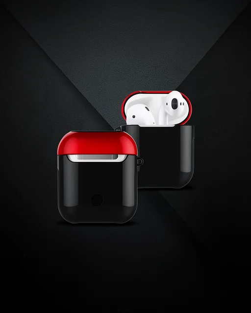 Apple Airpods 2 (2.nesil) 3in1 Kılıf - Siyah-kırmızı
