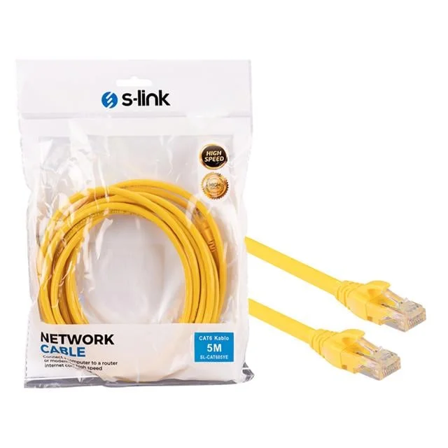 S-Link SL-CAT605YE Cat6 5 Metre RJ45 Patch Network Ethernet İnternet Kablosu görsel 4