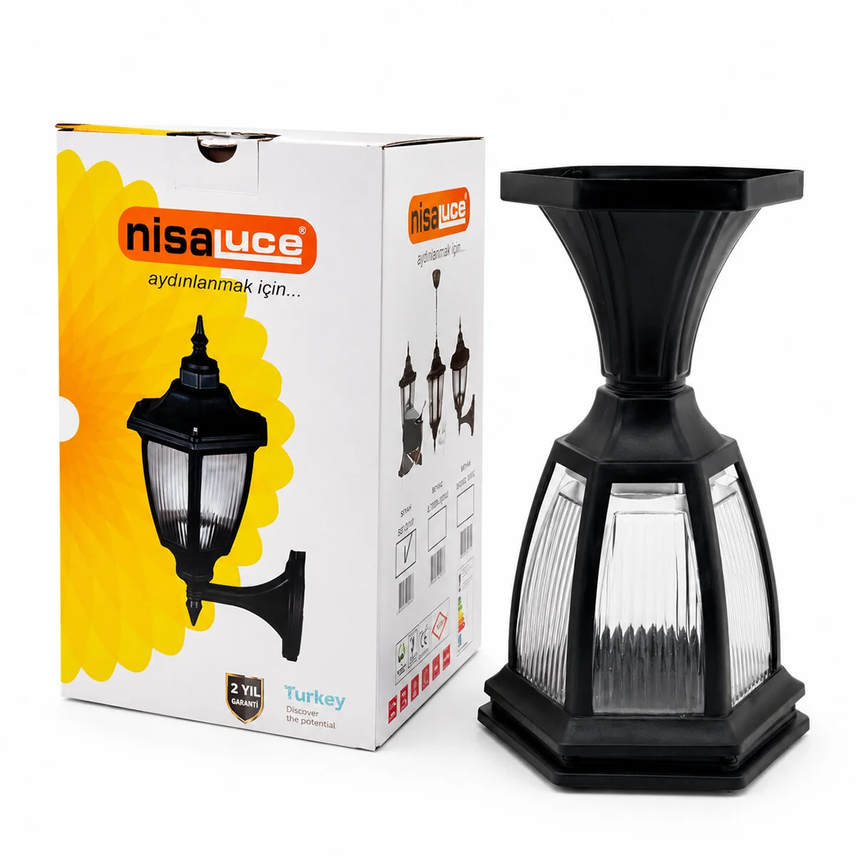 E27 - IP44 Siyah 60W Set Üstü Bahçe-balkon Sokak Lambası - Armatür EBH01-S