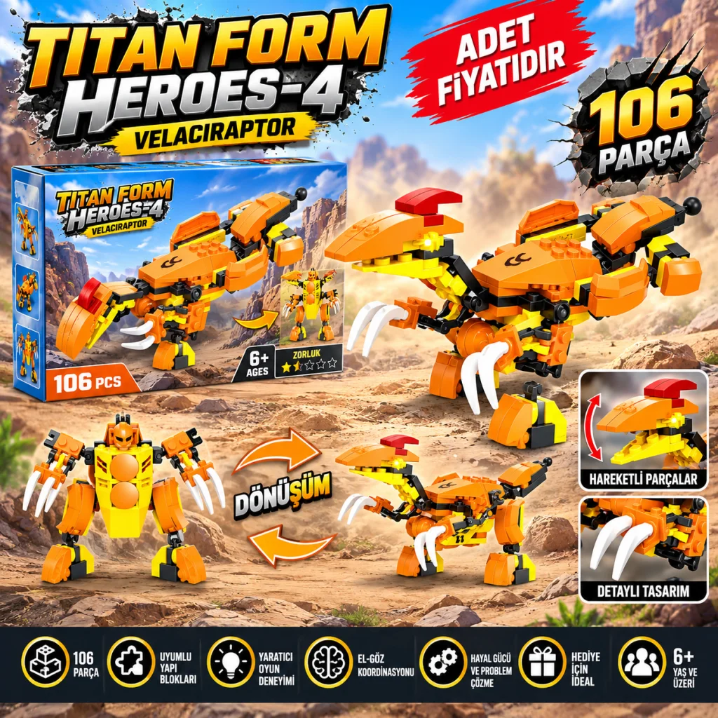 Ausini Titan Form Heroes-4 Velaciraptor 106 Parça