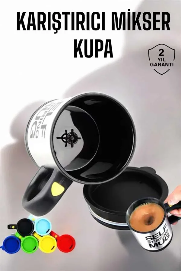 Yazılı Kupa Kendi Kendini Karıştıran kser Kupa Termos Bardak görsel 2