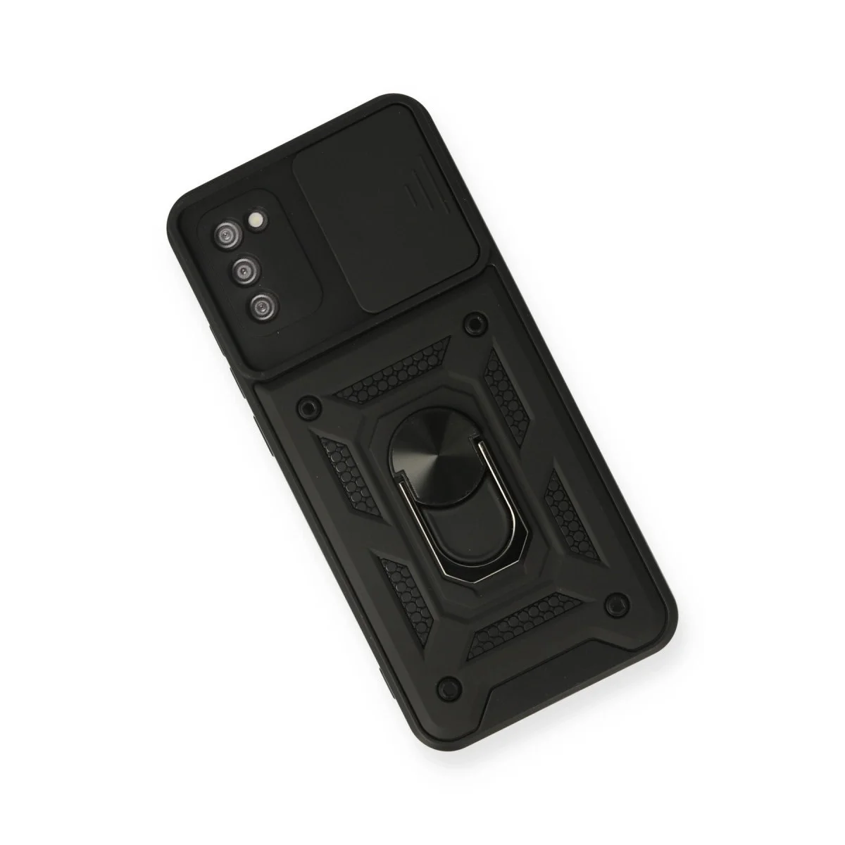 Samsung Galaxy A02s Kılıf Pars Lens Yüzüklü Silikon - Siyah görsel 3