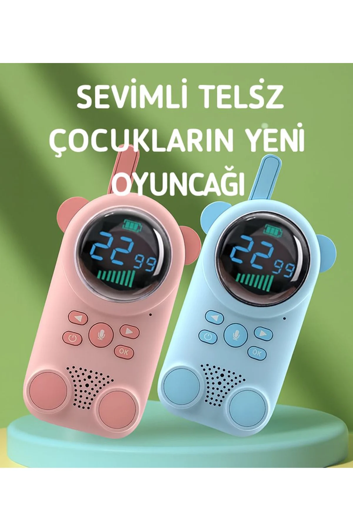 Çocuklar Için Kamp Yürüyüş El Telsizi Şarj Edılebılır 3km Menzil Mavi görsel 2