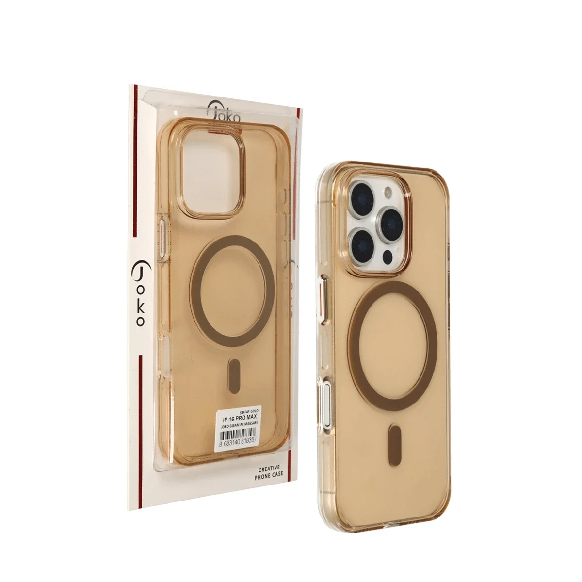 Joko Apple iPhone 16 Pro Max Gleam PC Sert Magsafe Kılıf - Şeffaf-Gold görsel 3