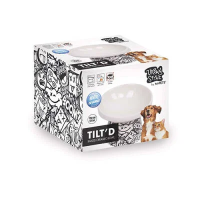 Urban Style Seramik Kedi Mama ve Su Kabı Siyah Beyaz 150 Ml 10,5x10,6x8 Cm