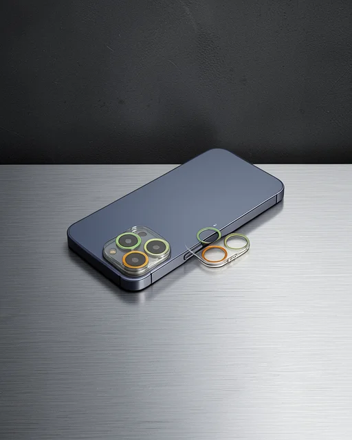 Apple İphone 12 Pro Max Renkli Kamera Lens Koruma Cam - Sarı-turuncu