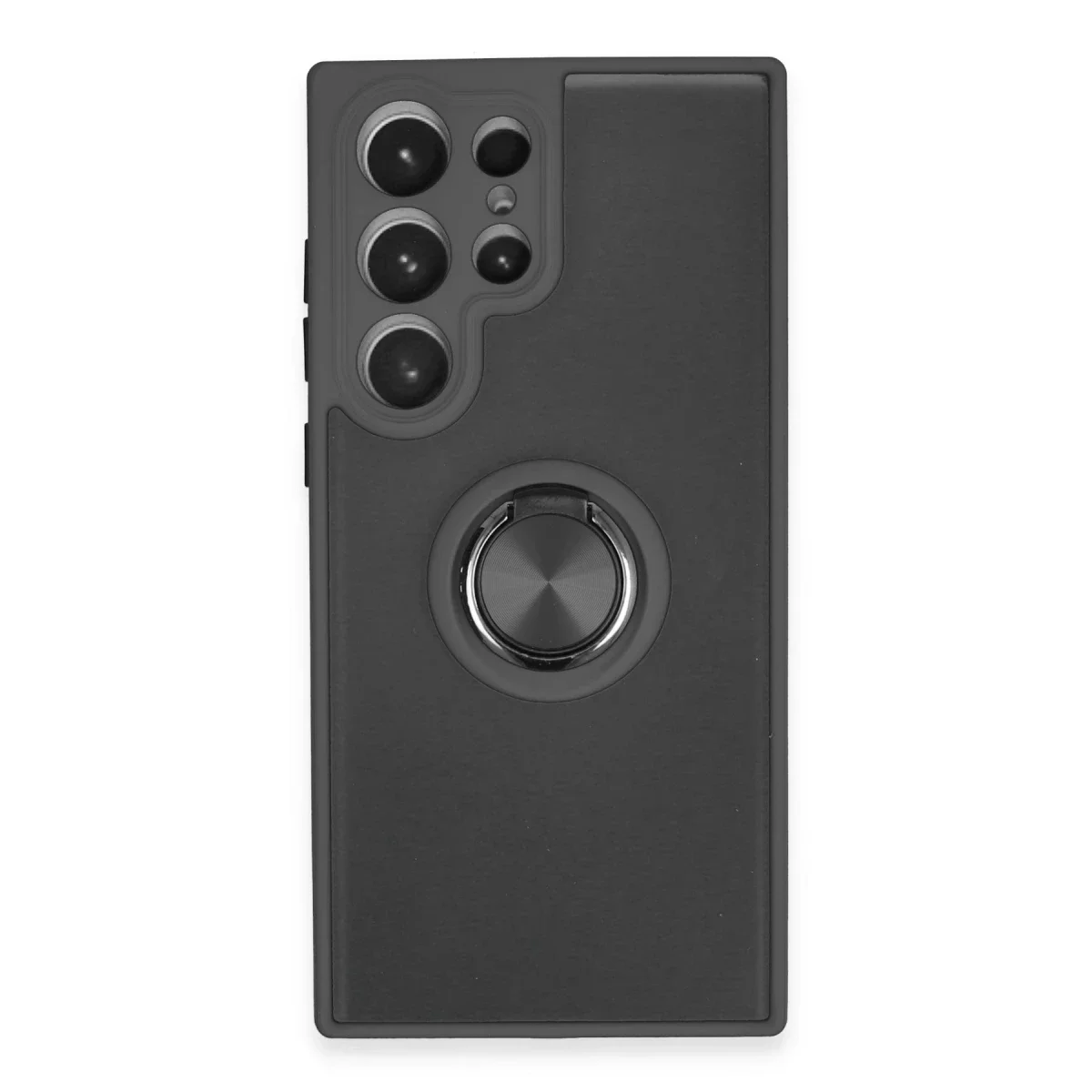 Samsung Galaxy S23 Ultra Kılıf Montreal Yüzüklü Silikon Kapak - Siyah