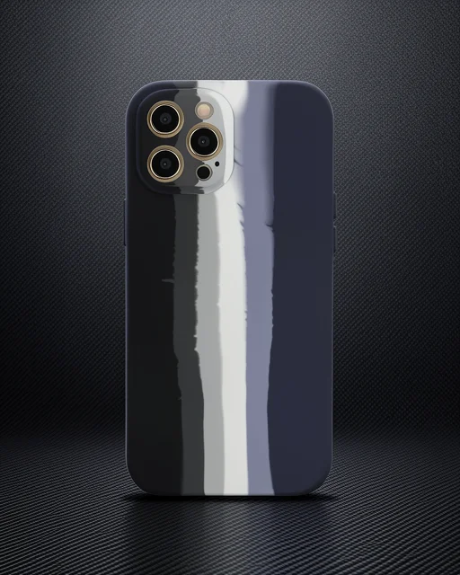 Apple İphone 12 Pro Kılıf Ebruli Lansman Silikon - Siyah-lacivert