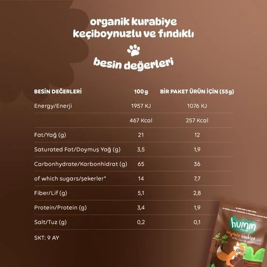 Organik Keçiboynuzlu ve Fındıklı Vegan Kurabiye 55 Gr görsel 5
