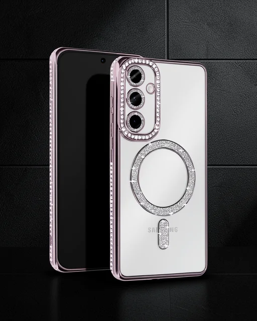 Samsung Galaxy S25 Kılıf Joke Simli Magneticsafe Kılıf - Gümüş