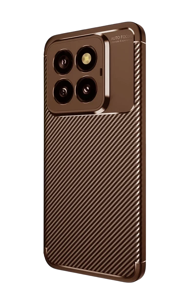 Xiao 14T Pro Kılıf Auto Focus Karbon Kapak - Kahverengi görsel 2