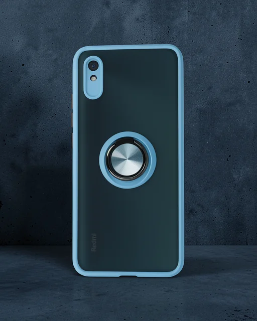 Xiaomi Redmi 9a Kılıf Montreal Yüzüklü Silikon Kapak - Buz Mavi
