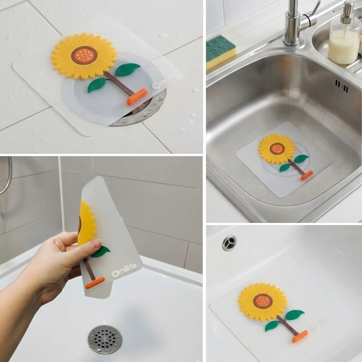 Ayçiçeği Tasarımlı Gider Koku Önleyici – Silikon Lavabo Gider Matı görsel 2