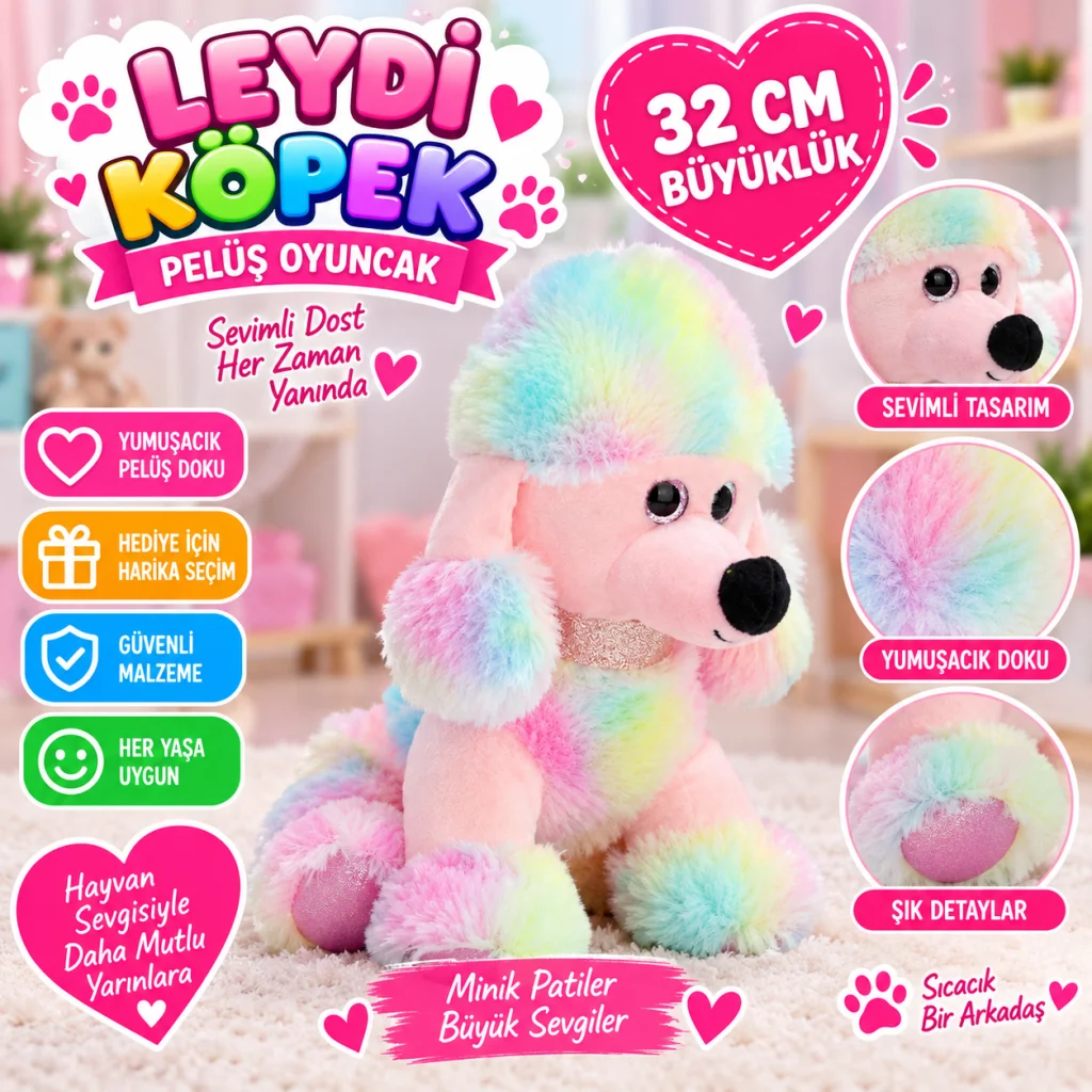 32 Cm Leydi Köpek Peluş görsel 2
