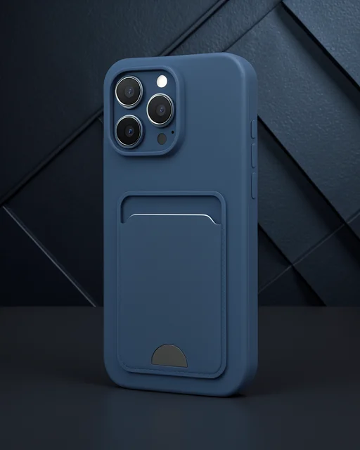 Apple İphone 16 Pro Max Kılıf Kelvin Kartvizitli Silikon - Lacivert