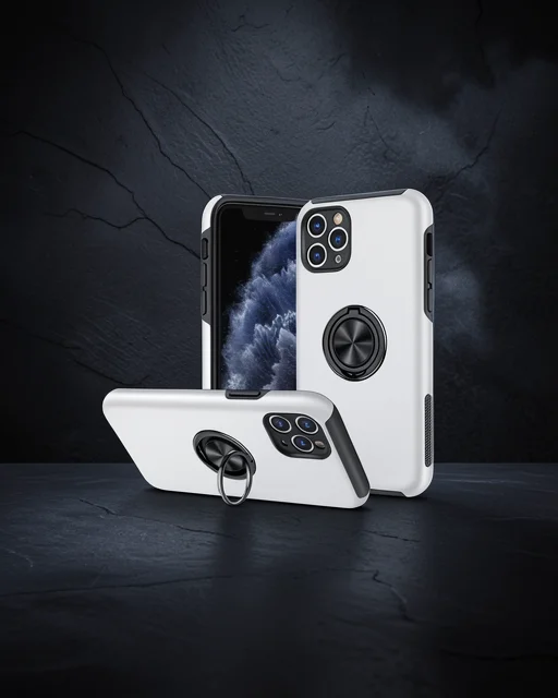 Apple İphone 11 Pro Max Kılıf Elit Yüzüklü Kapak - Gümüş