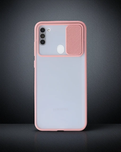 Samsung Galaxy A11 Kılıf Palm Buzlu Kamera Sürgülü Silikon - Pembe