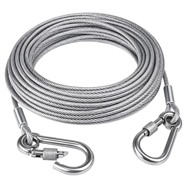 SN-38108 10 Metre Çelik Köpek Bağlama Halatı Kilitli Karabina PVC Kaplamalı görsel 4