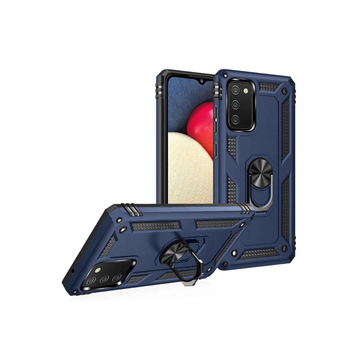 Samsung Galaxy A03s Kılıf Sofya Yüzüklü Silikon Kapak - Lacivert görsel 2