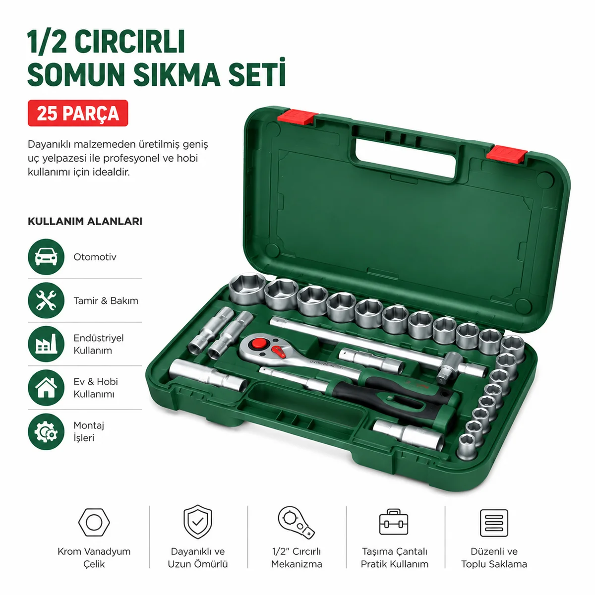 1/2 inç 25 Parça Lokma Takımı (Çantalı) görsel 2