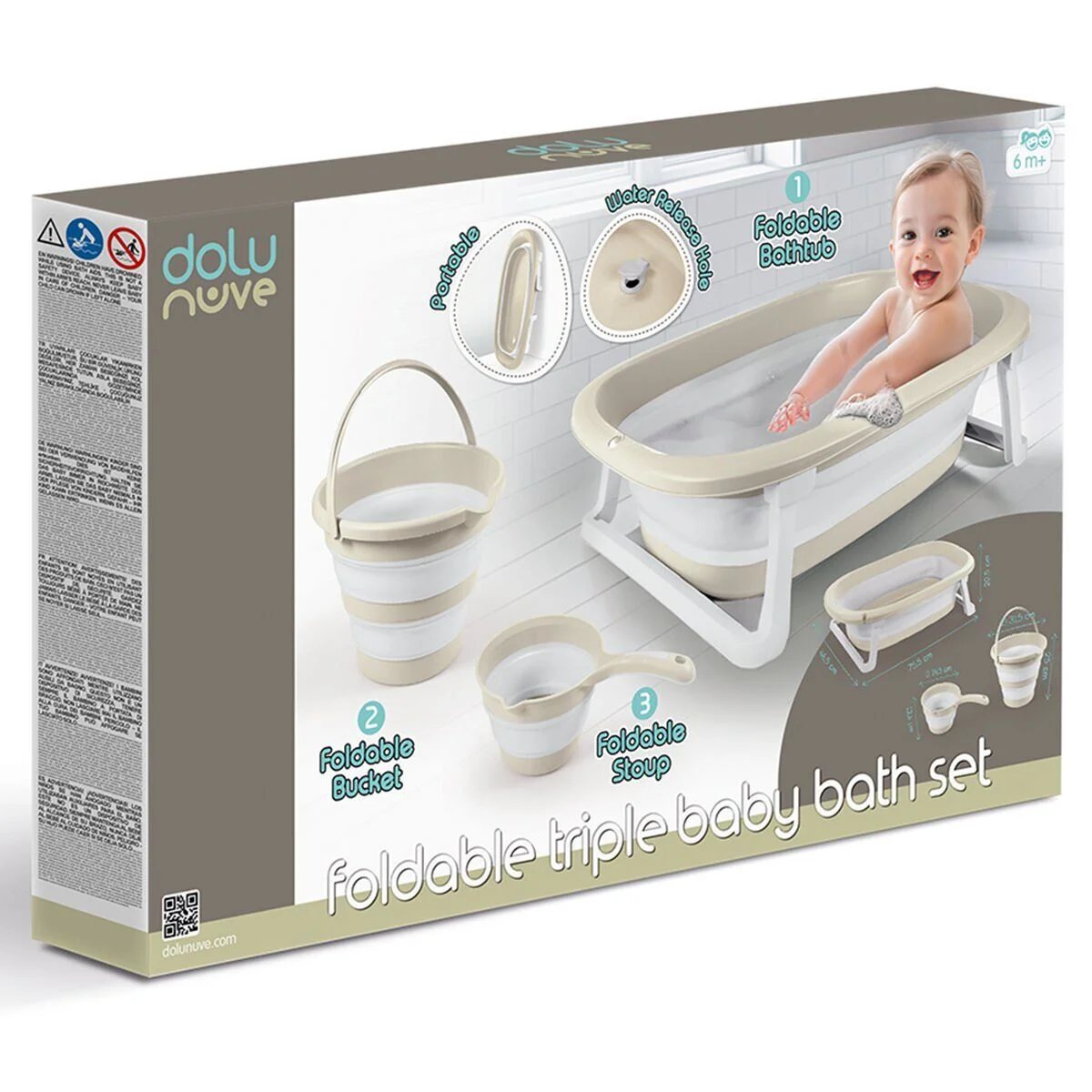 7271 Katlanabilir Banyo Seti 3lü Bej görsel 5