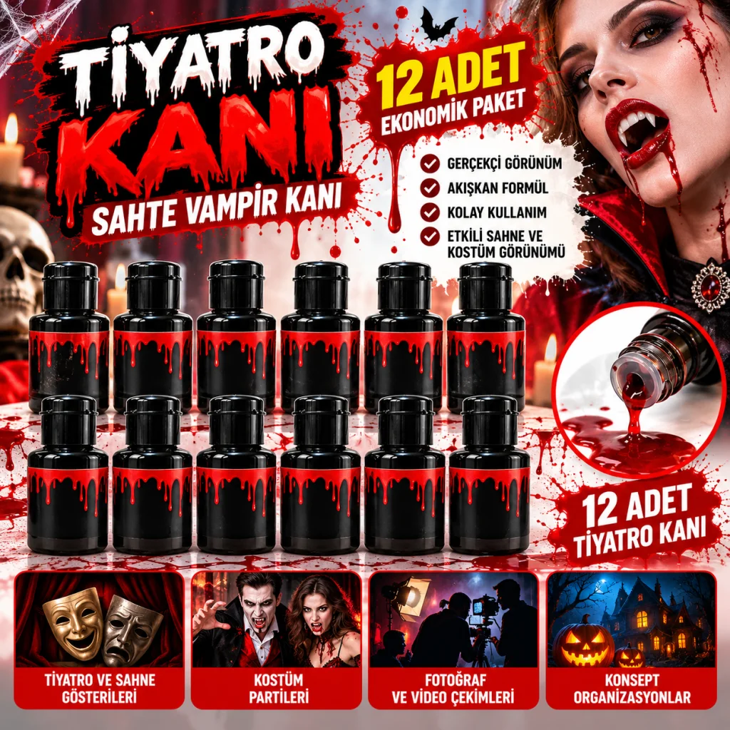 12’li Tiyatro Kanı Seti | Sahte Kan ve Vampir Kanı