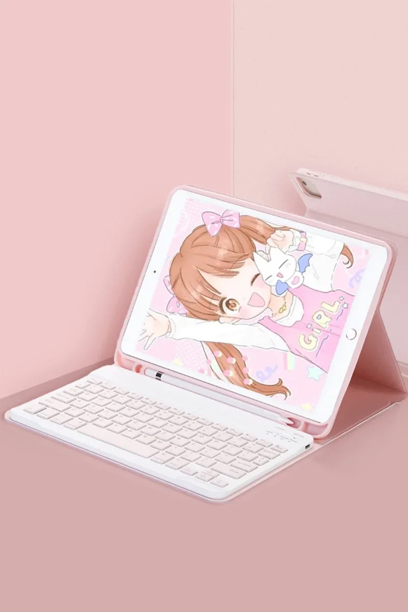 Huawei MatePad SE 11 Kılıf KC01 Smart Klavyeli Tablet Kılıfı - Pembe