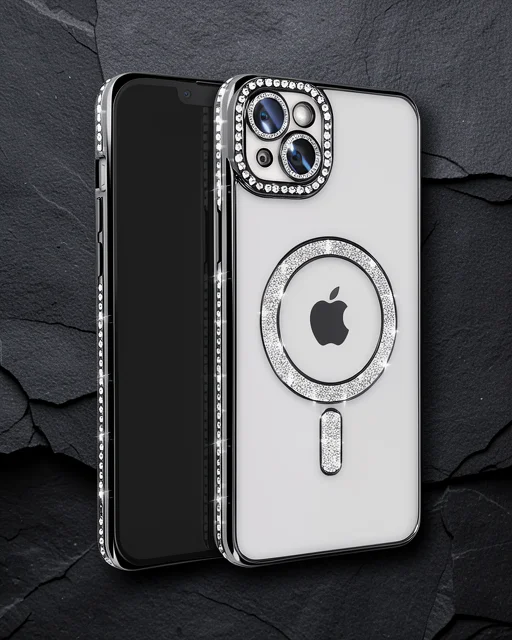 Apple İphone 15 Kılıf Joke Simli Magneticsafe Kılıf - Siyah