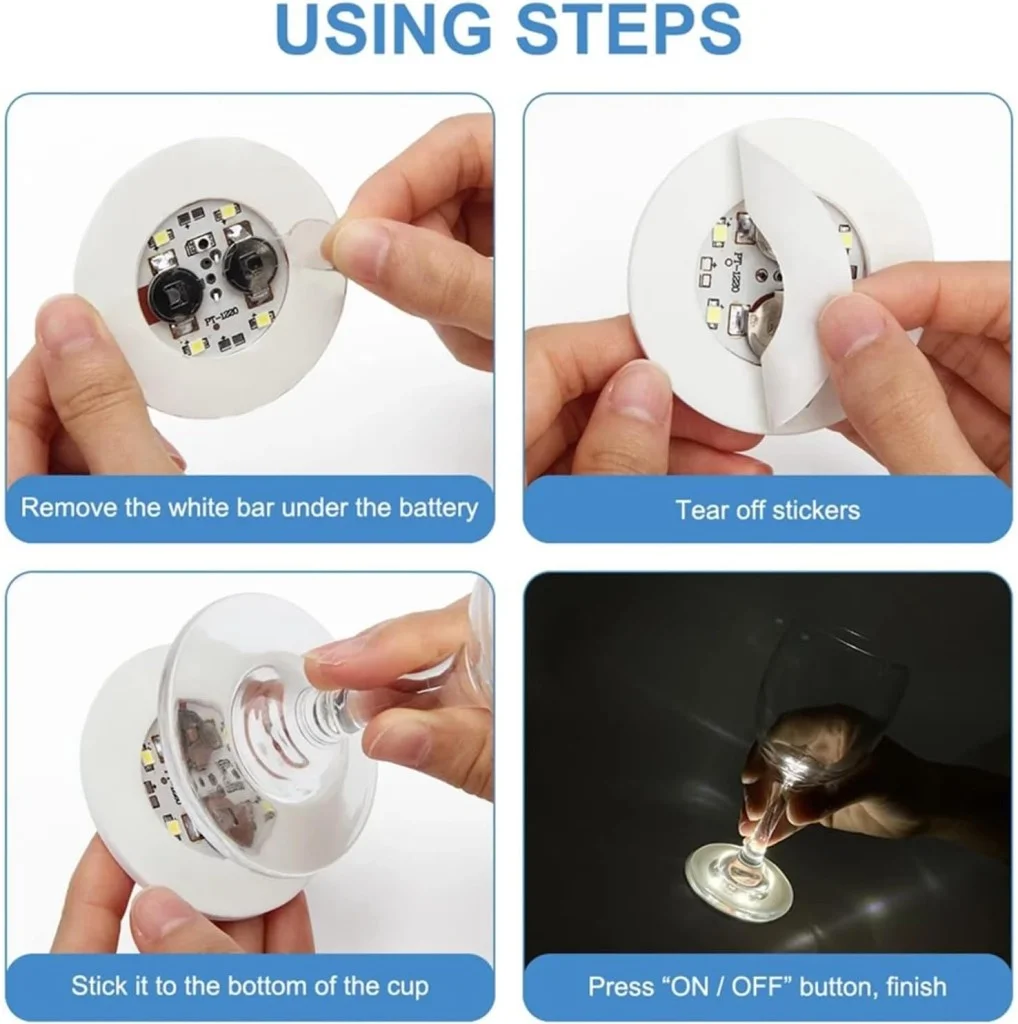 Işıklı Yapışkanlı Bardak Altı Aparatı Ledli 3 Fonksiyonlu 6 cm Çap NessiWorld görsel 5
