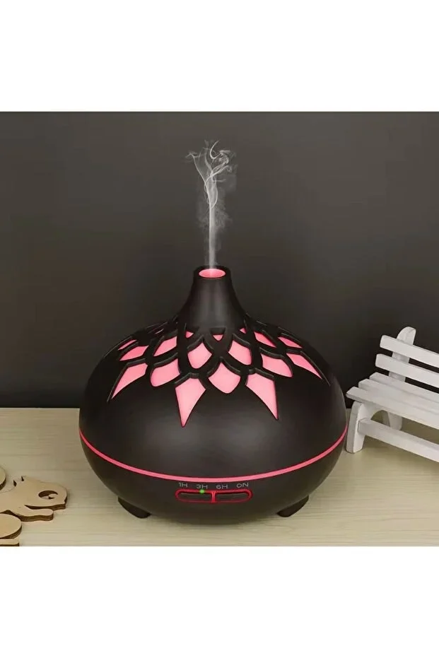 Aroma Difüzör Gece Işığı 7 Led DESENLİ Nemlendirici Kumandalı Buhar Makinesi 550 ml görsel 7