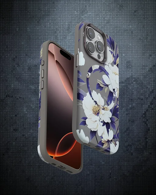 Onegif Apple İphone 15 Pro Flower Series Magsafe Kapak - Gri