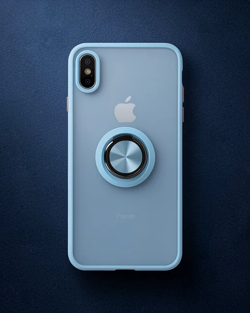 Apple İphone Xs Max Kılıf Montreal Yüzüklü Silikon Kapak - Buz Mavi