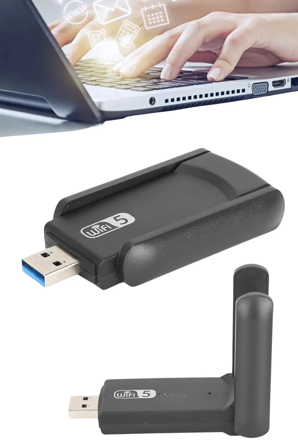 Wifi Adaptörü Bt5.0 Wifi 2'si Bir Arada Çift Bantlı Çift Anten görsel 4