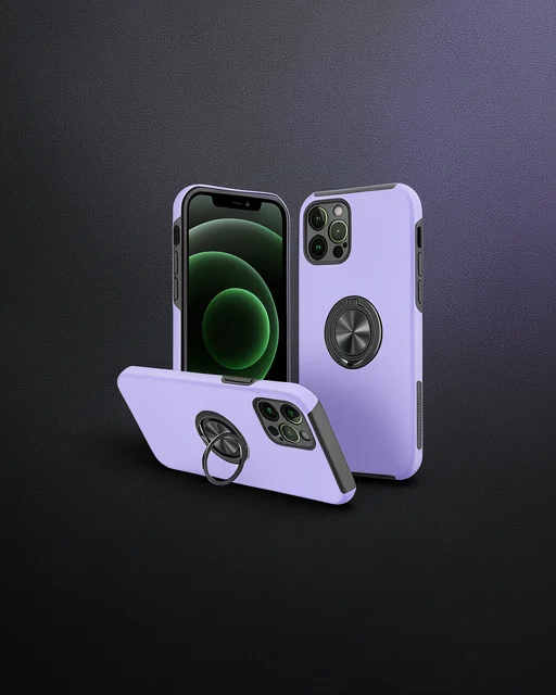 Apple İphone 12 Pro Max Kılıf Elit Yüzüklü Kapak - Mor