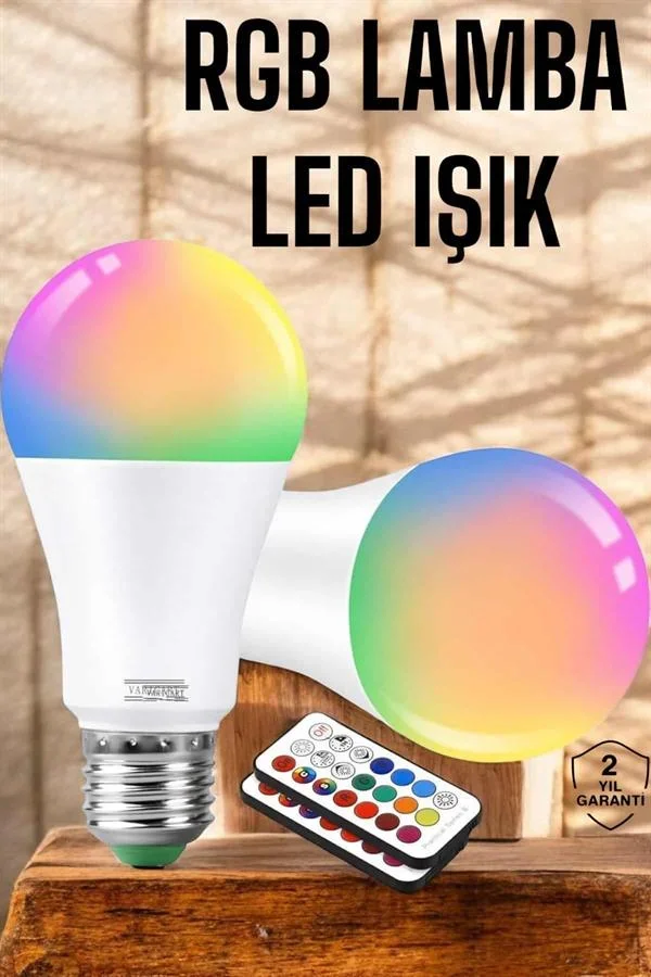 RGB Led Lamba Led Işık Ampul Renk Değiştirebilen 100 Watt görsel 2