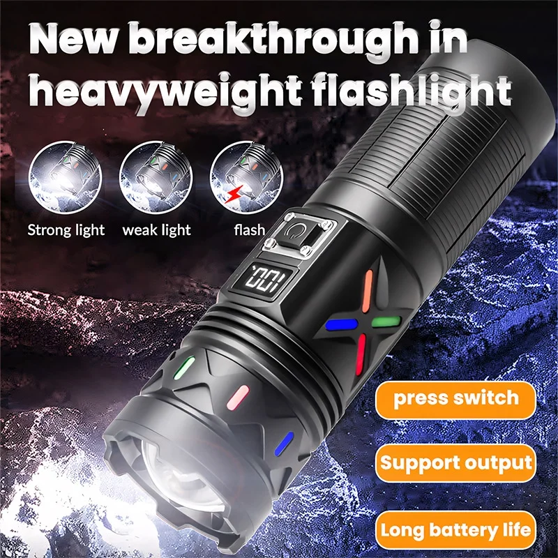 BD-5 30W TG LED Alüminyum Alaşımlı Zoomlu Type-C Dijital Göstergeli Şarjlı El Feneri görsel 7