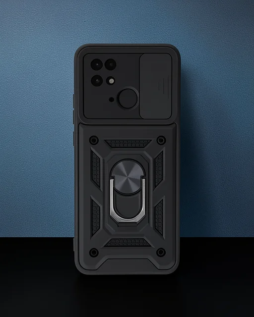 Xiaomi Redmi 10c Kılıf Pars Lens Yüzüklü Silikon - Siyah