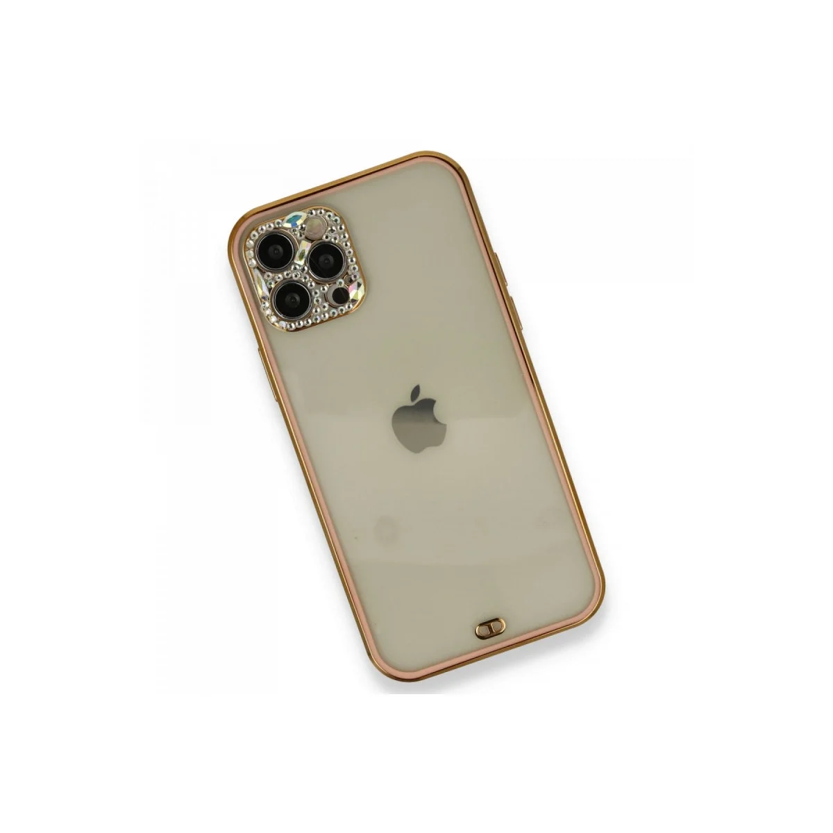 Apple İphone 12 Pro Kılıf Liva Taşlı Silikon - Pembe görsel 3
