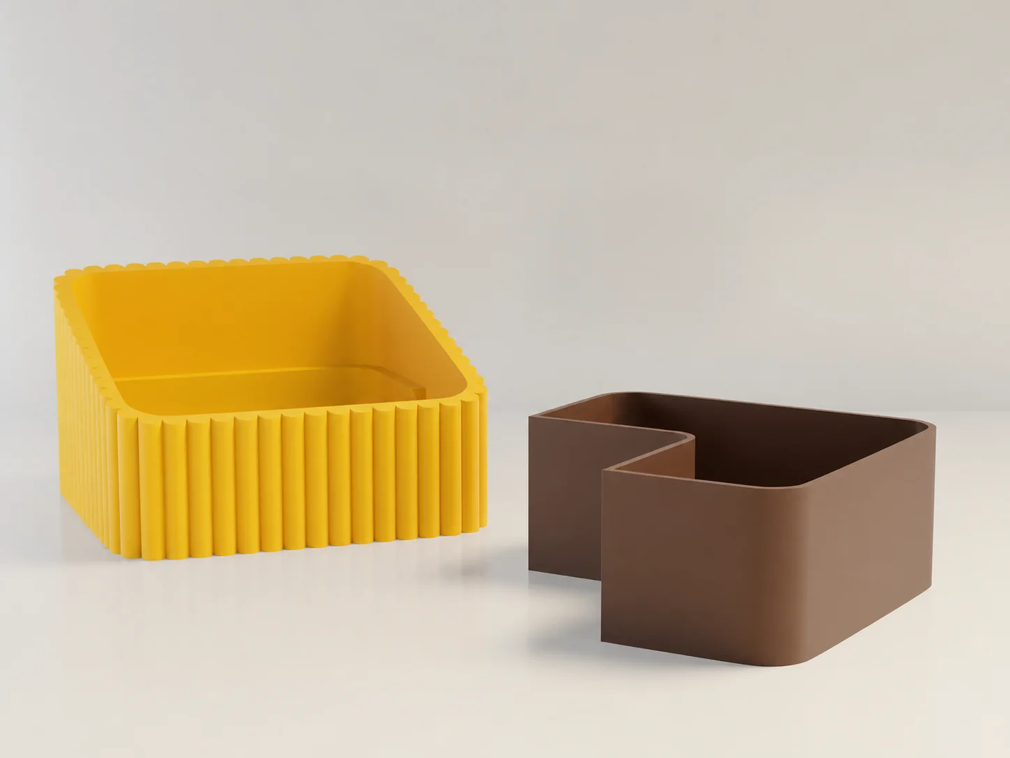 3D Baskı Fıstık Kasesi - Çift Hazneli Kabuk Ayırıcı Sunum Kasesi - Sarı Kahverengi görsel 2