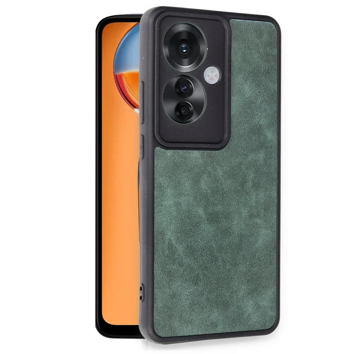 Oppo Reno 11F Kılıf Aras Deri Kapak - Koyu Yeşil görsel 2