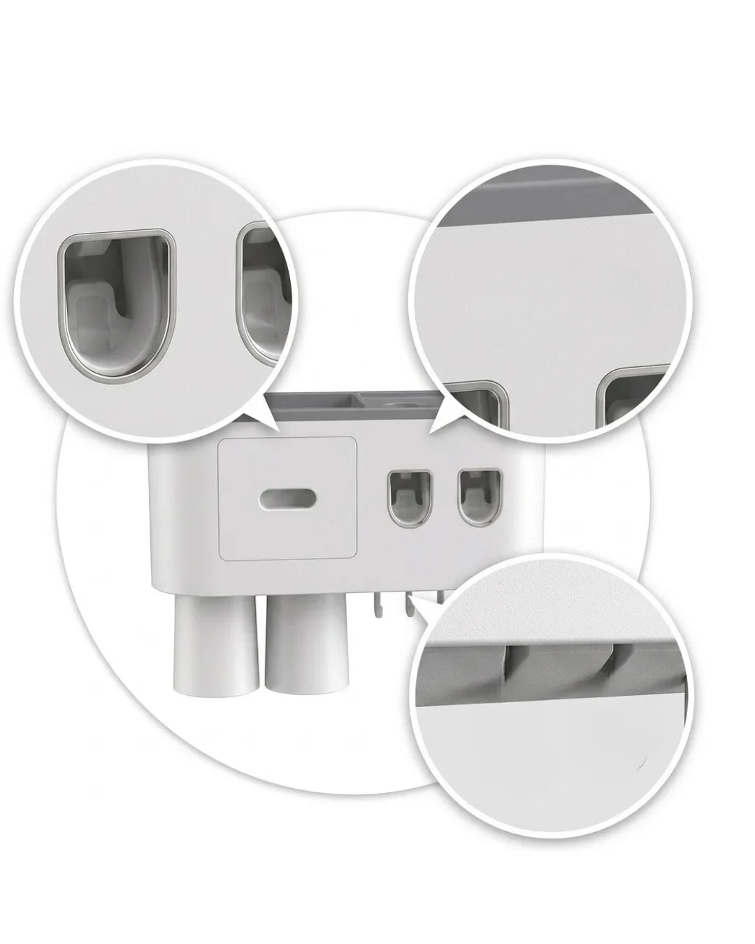 Çift Dispenserli Diş Macunu Sıkacağı 6 Fırçalık Bardaklı Banyo Organizer görsel 3