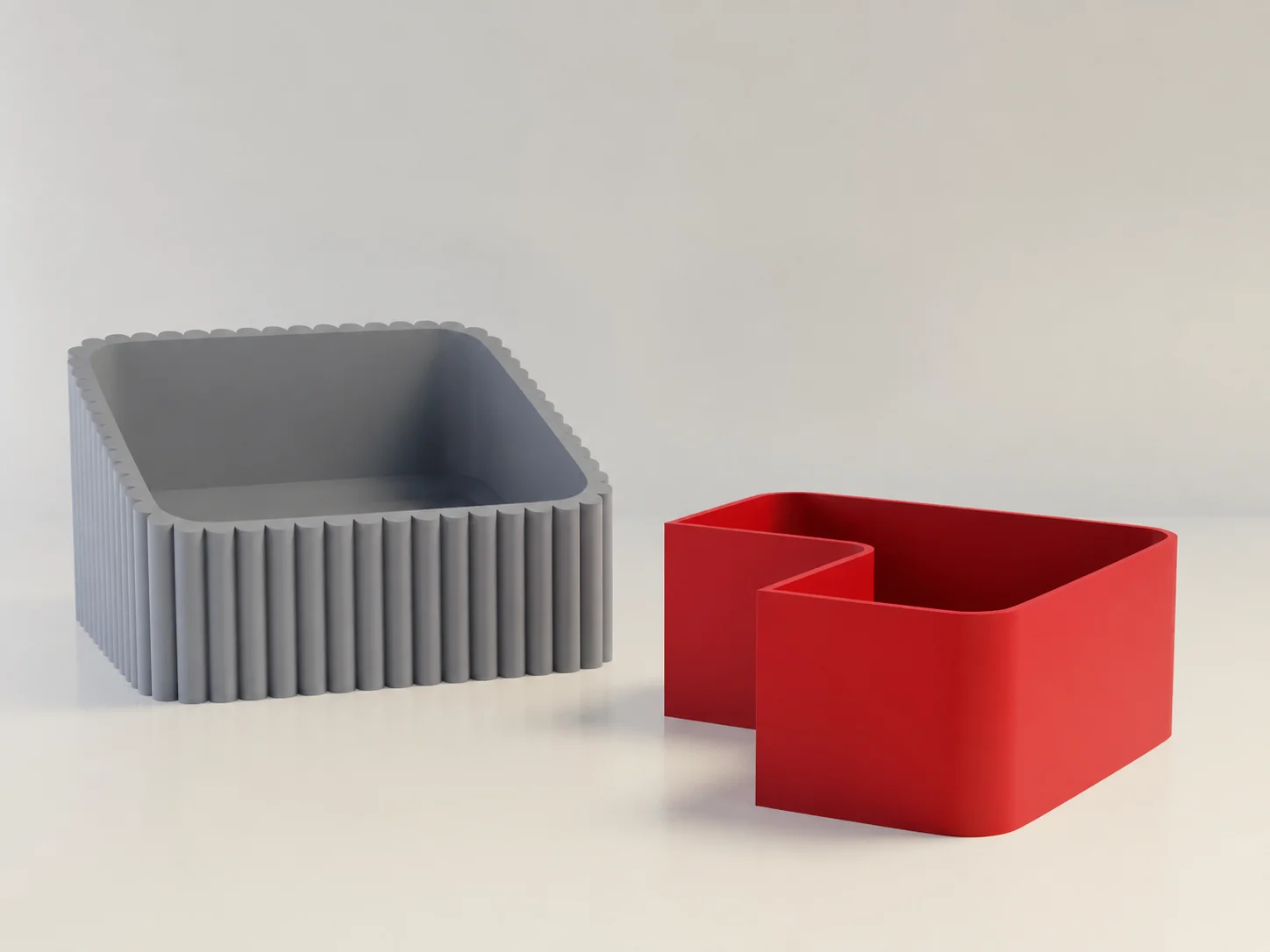 3D Baskı Fıstık Kasesi - Çift Hazneli Kabuk Ayırıcı Sunum Kasesi - Gri Kırmızı görsel 2