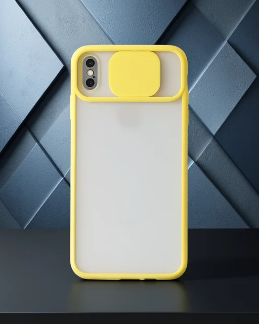 Apple İphone Xs Max Kılıf Palm Buzlu Kamera Sürgülü Silikon - Sarı