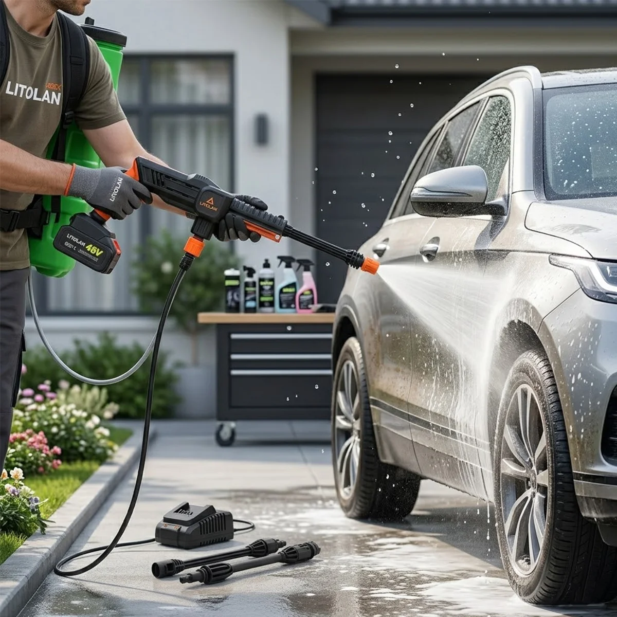 16L Elektrikli Araç Yıkama Tabancası 4.8V görsel 3