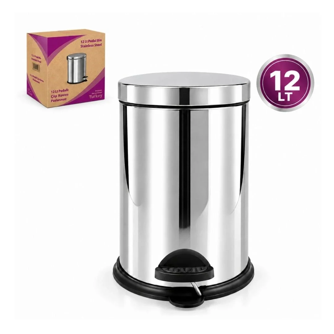 12 L Metal Pedallı Çöp Kovası görsel 2