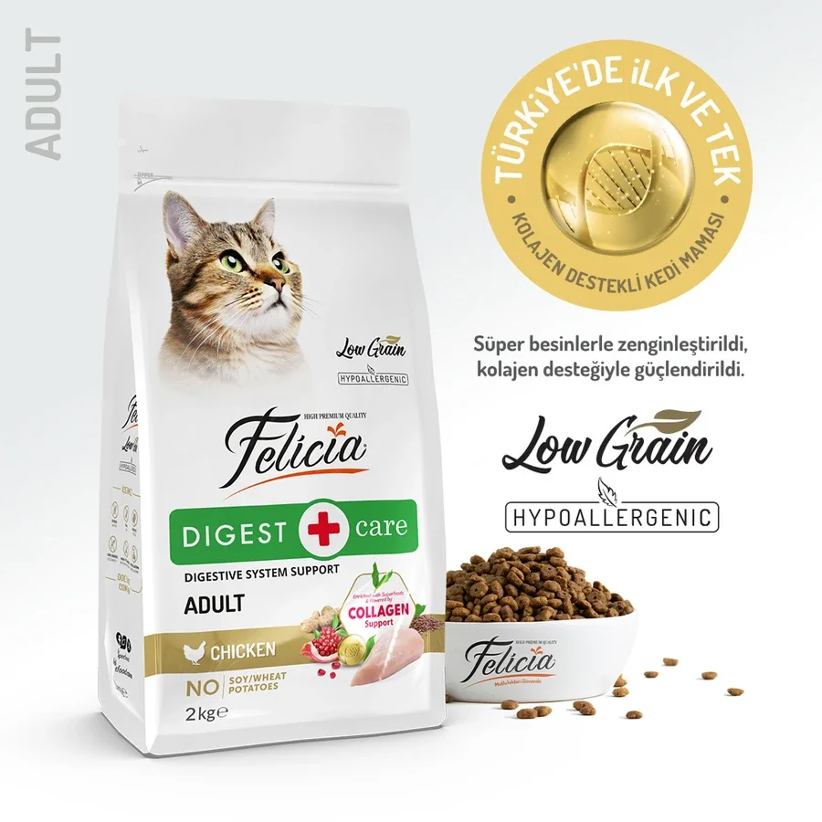 Tavuklu az tahıllı yetişkin kedi mamasi 2kg felicia